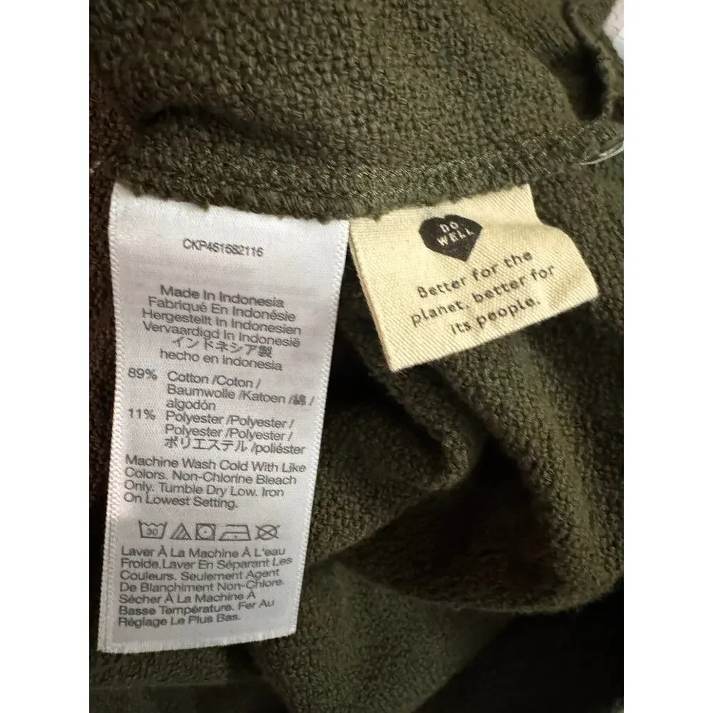 New MADEWELL Women's Deep Green Puff Sleeves Jacquard Square Neck Top Size S